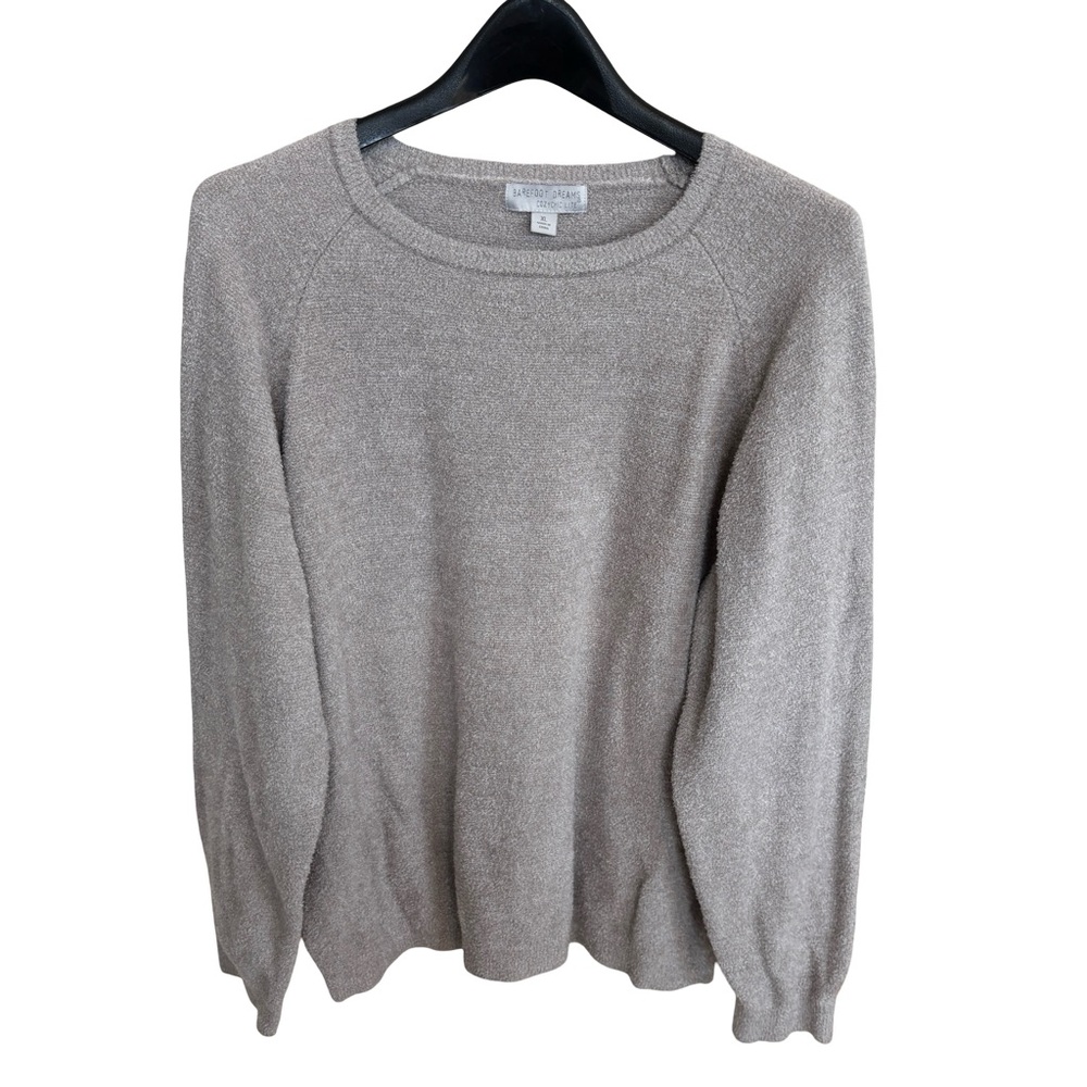 Barefoot Dreams Cozychic Lite Tan Knit Sweater Sz XL